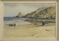 NORTH EAST COASTAL SCENE, A WATERCOLOUR BY ARCHIBALD DAVID REID