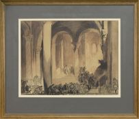 CATHEDRAL INTERIOR, A WATERCOLOUR BY SIR FRANK WILLIAM BRANGWYN