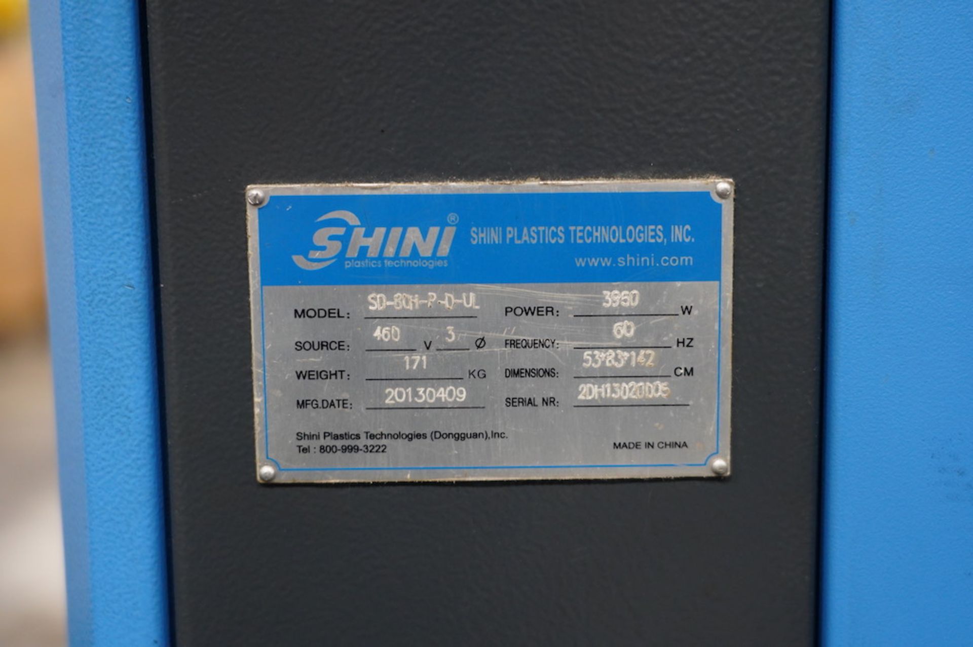 Shini SD-80H-P-D-UL Material Dryer, New in 2013 - Image 6 of 6