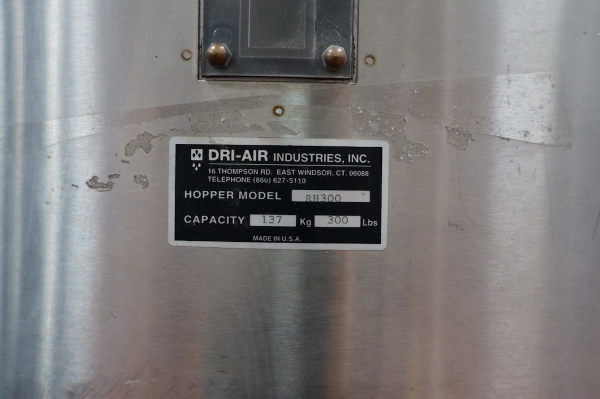 Dri-Air RH300 Stainless Steel Hot Air Drying Hopper with Shini Loader - Image 3 of 10