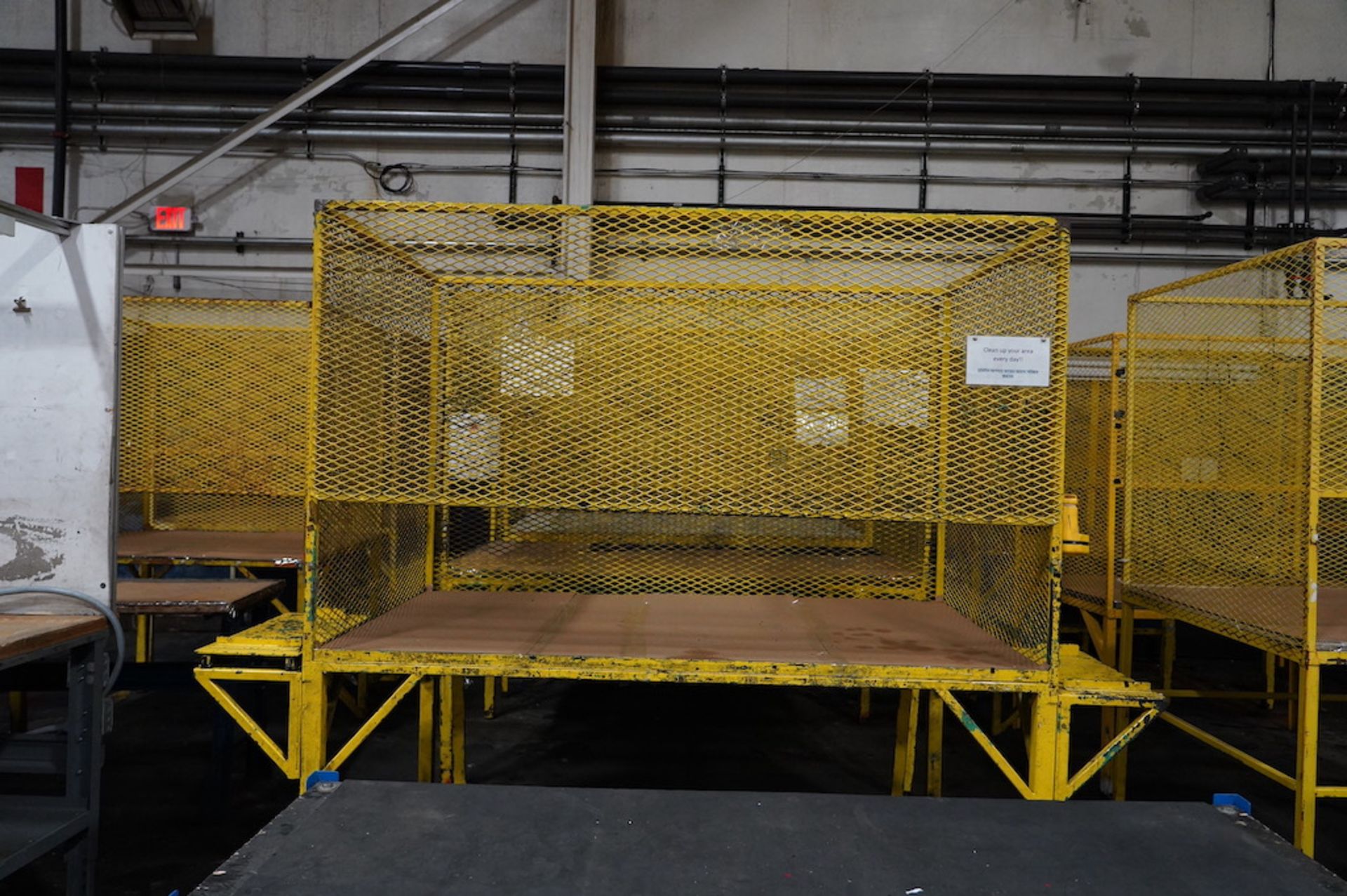 (3) Enclosed Cage Tables with (1) Rolling Table Cart with Fork Lift Grabs - Image 3 of 4