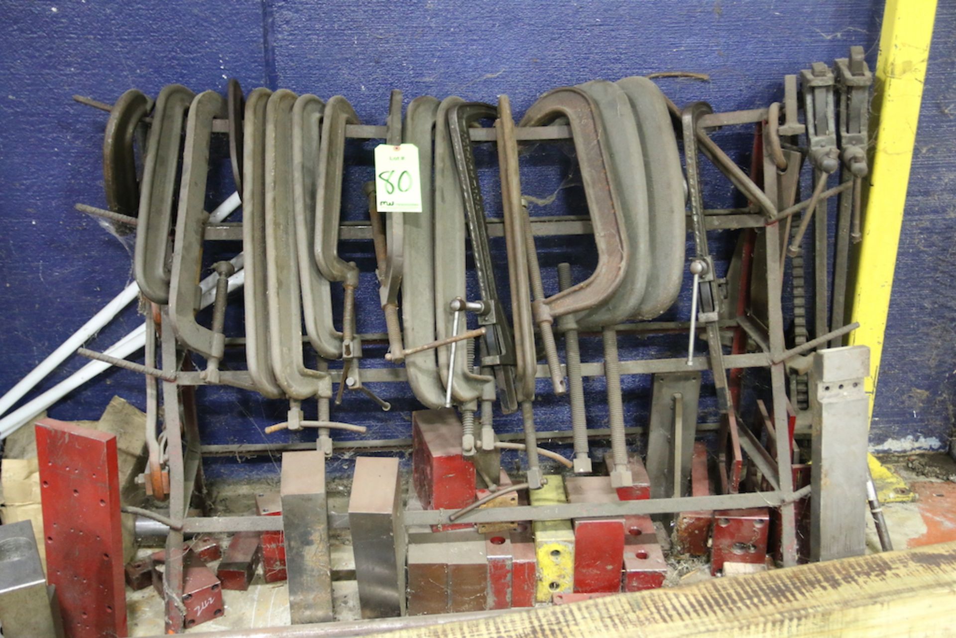 Rack of Assorted Size C-Clamps