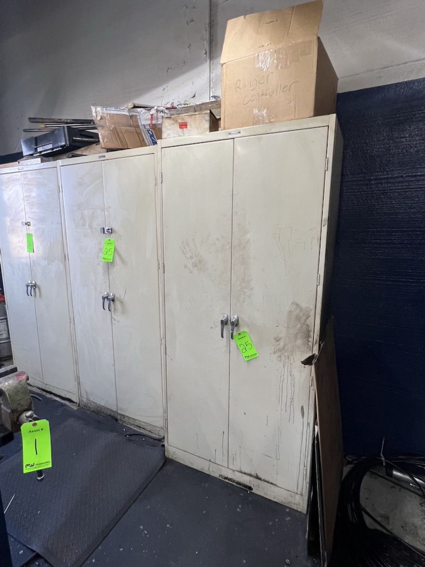 (2) 18'' W x 36'' L x 78'' H, Tennsco 2-Door Storage Cabinets, with Misc. Contents