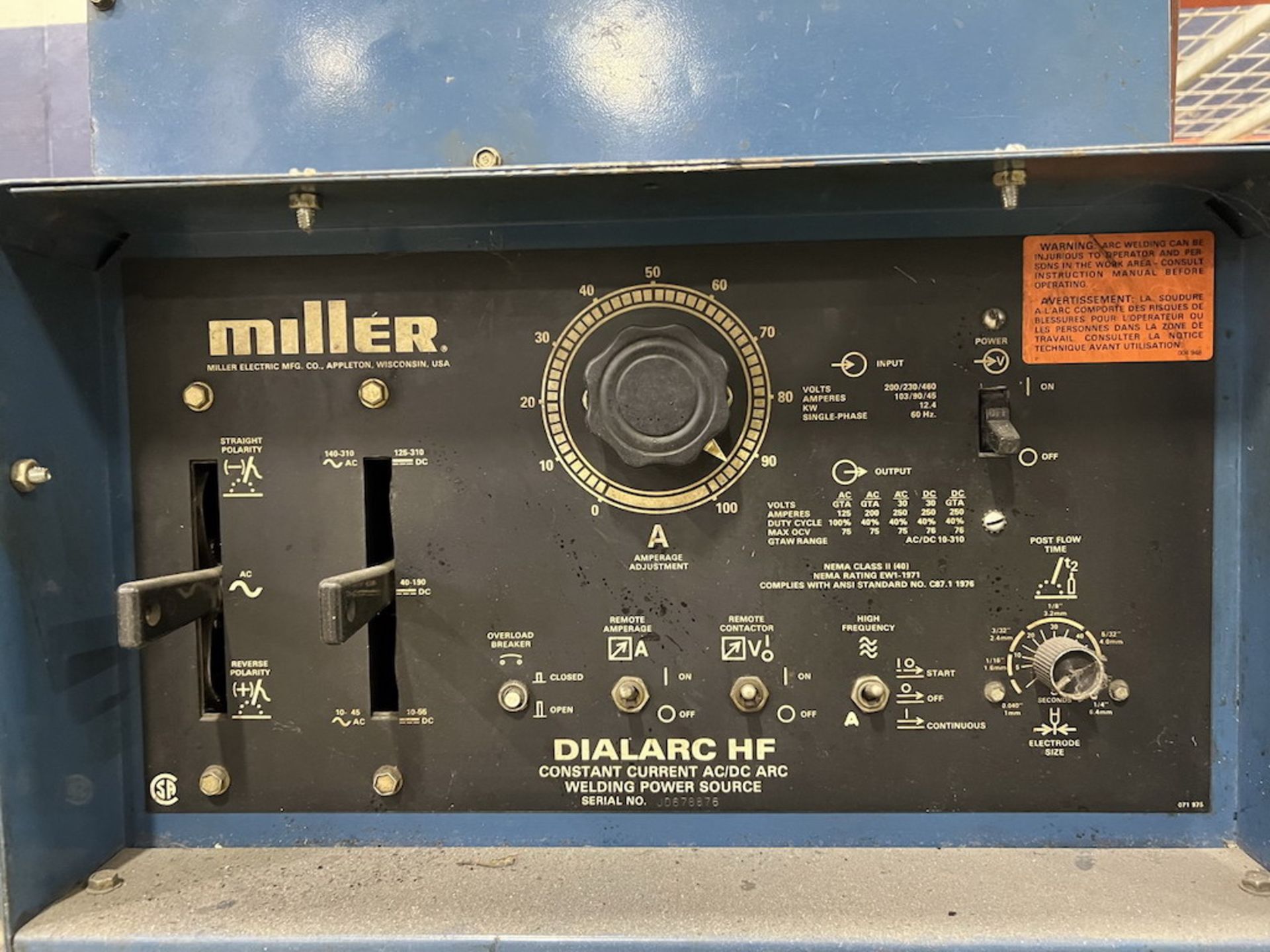 Miller Dial ARC HF AC/DC Arc Welder - Image 5 of 10