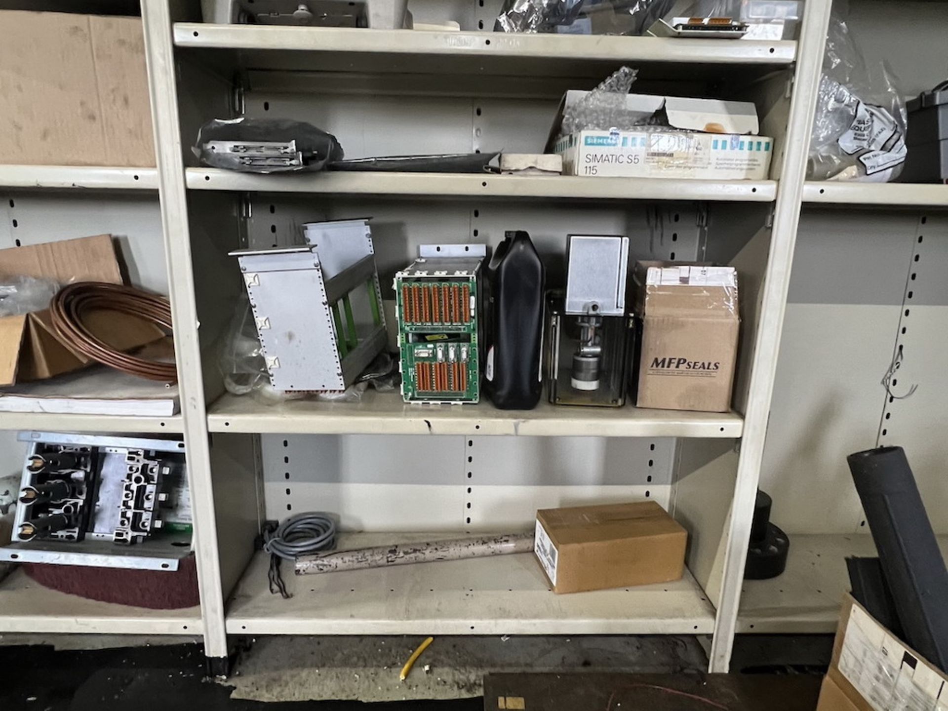 (1) Lot of (4) Sectional Storage Racks, with Wire Spools, Switches, Mertek Motors etc. - Image 13 of 16