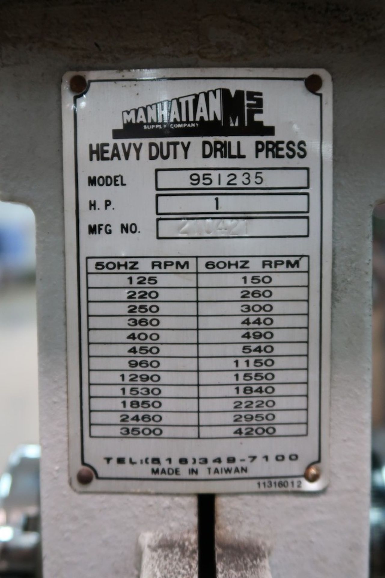 Manhattan Supply Company 20" Drill Press - Bild 5 aus 7