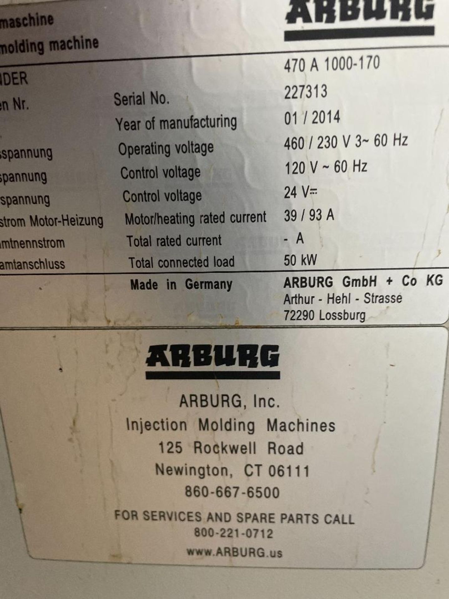 Arburg 110 Ton All Electric Injection Molding Press, New in 2014 - Image 6 of 6