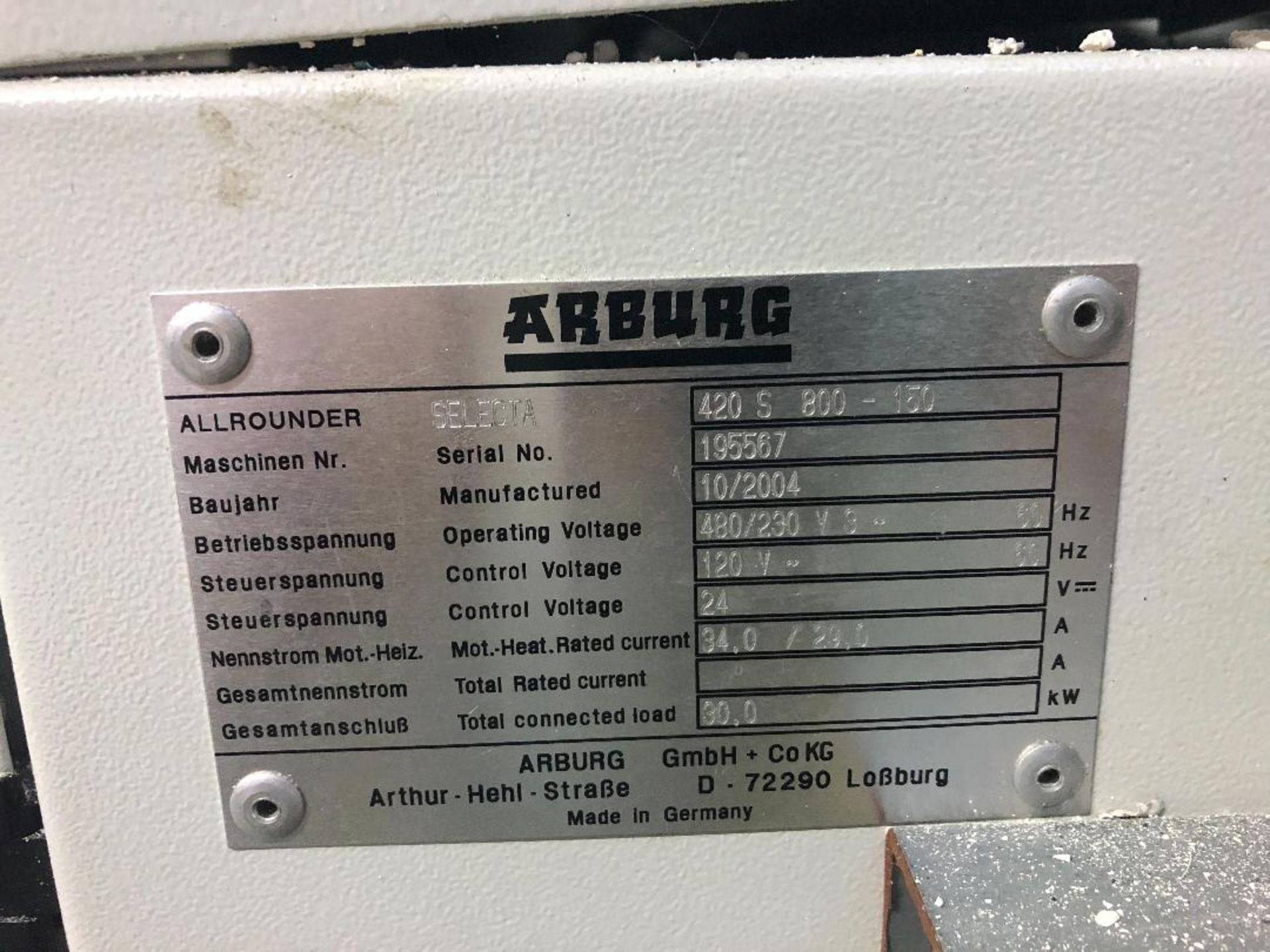 Arburg 88 Ton Injection Molding Press, New in 2004 - Image 8 of 8