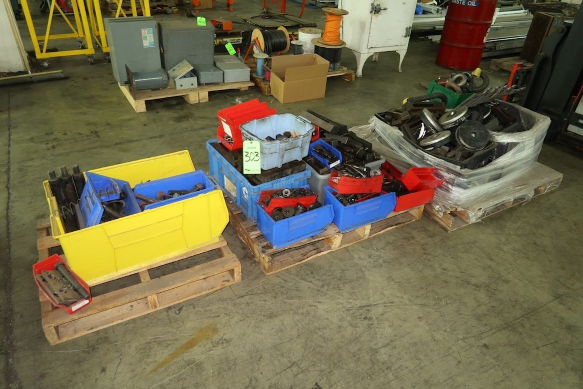 (3) Pallets of Die Tooling, Clamps, Washers, Fasteners, Leveling Pads, I-Bolts, Etc