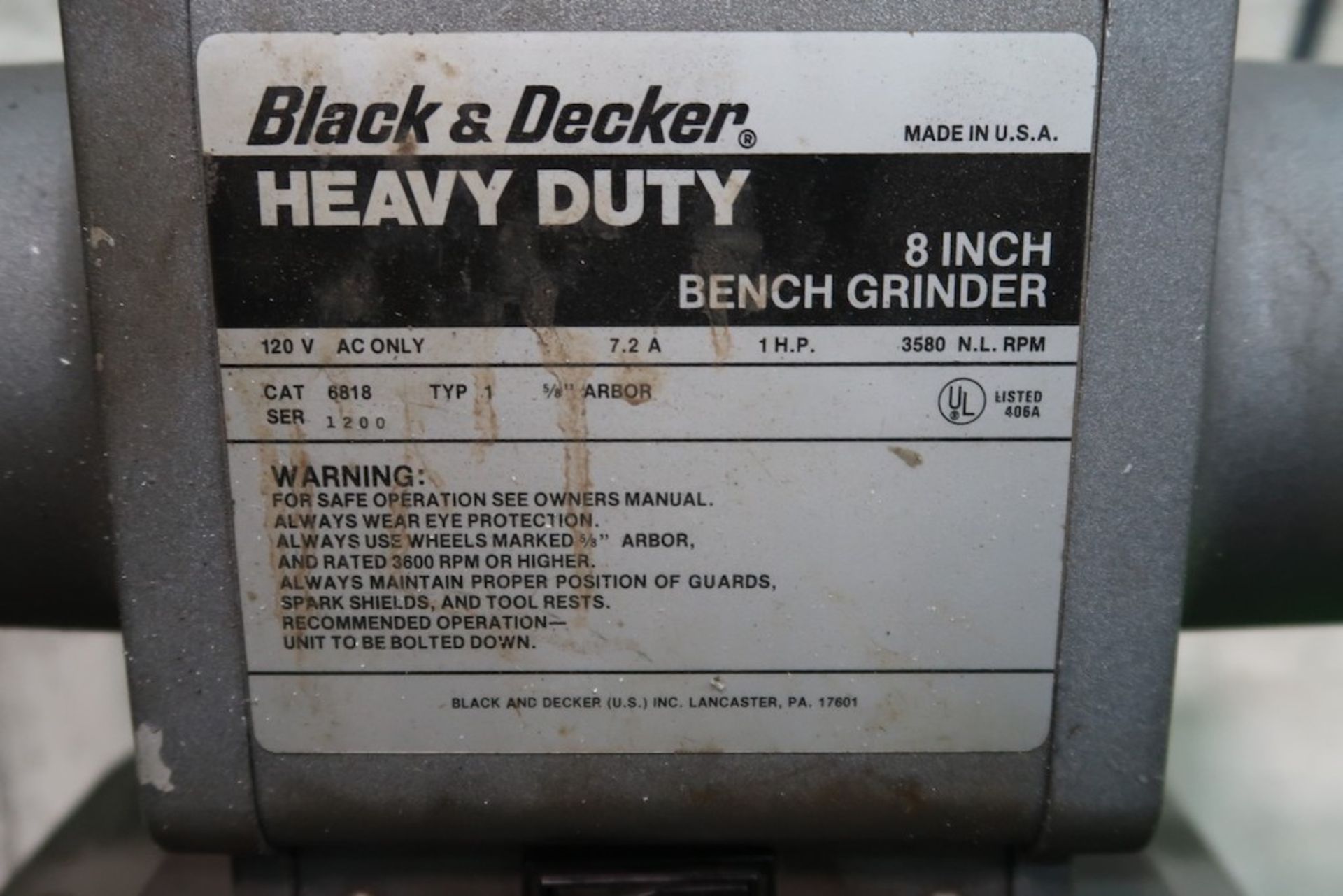 Black & Decker 8" Bench Grinder - Image 3 of 3