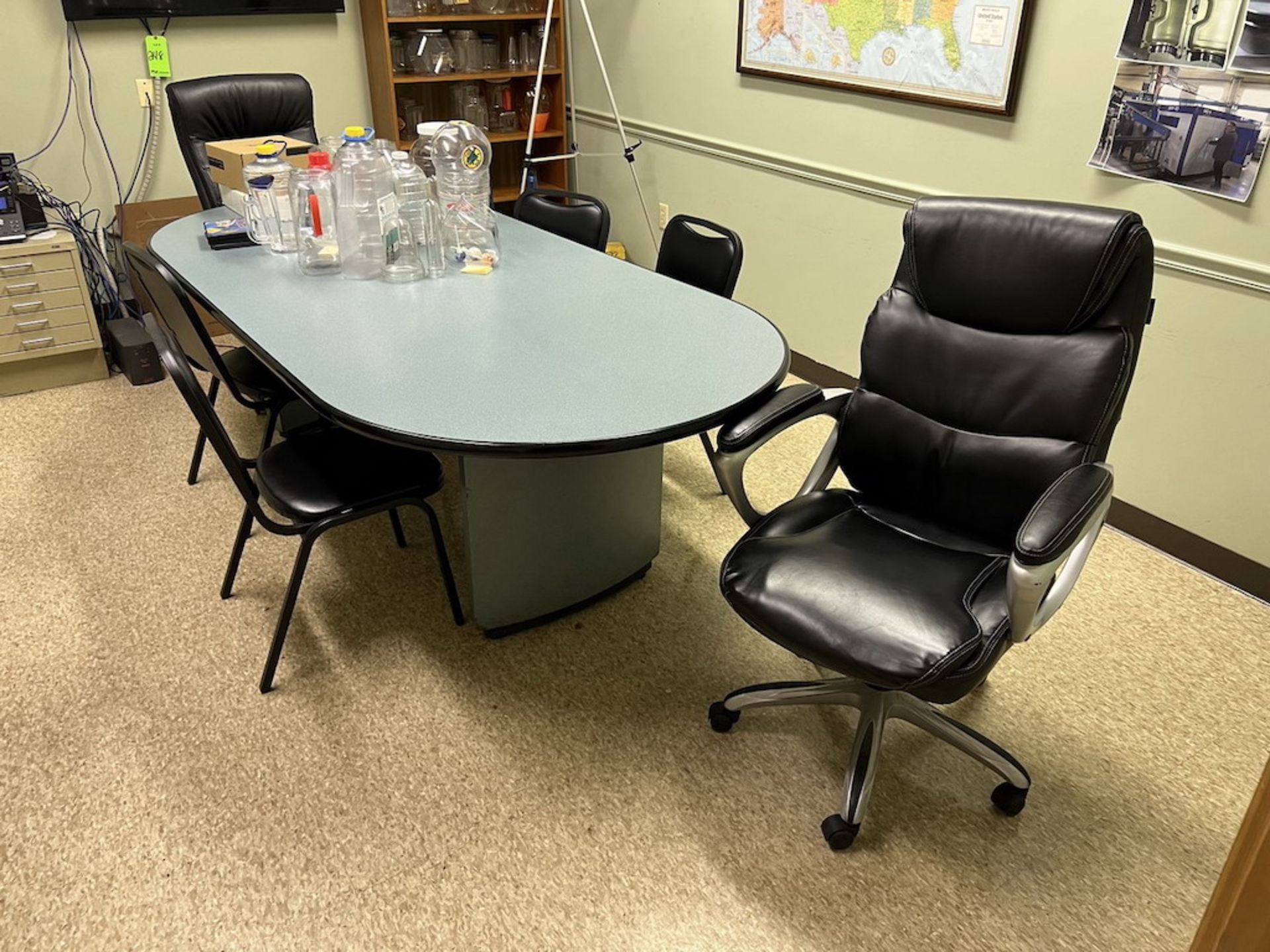 Contents of Office To Include (1) 7' L x 44'' W Conference Table (3) Rolling Office Chairs, Etc. - Image 2 of 8