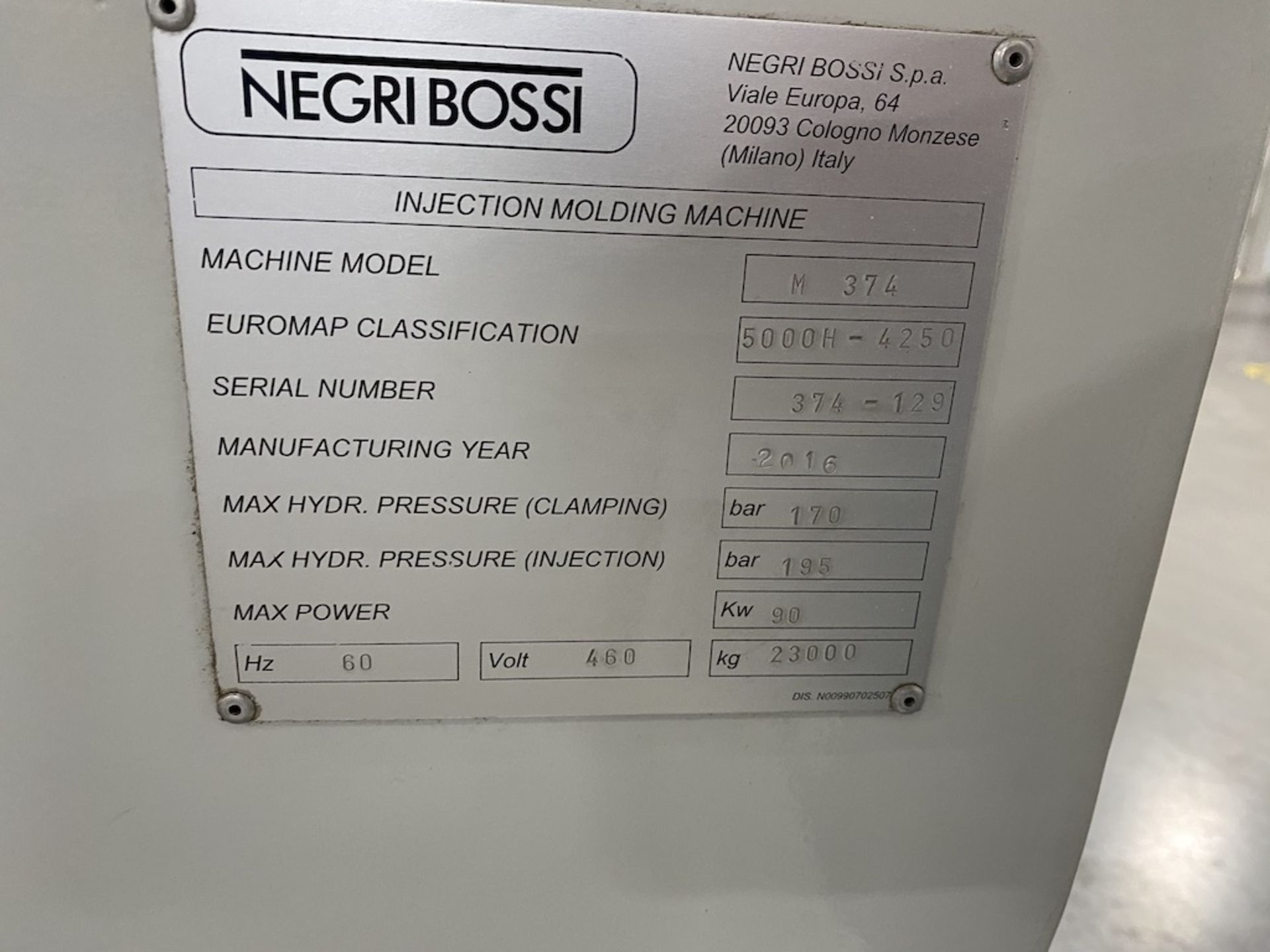 Negri Bossi 500 Ton Injection Molding Press, New in 2016 w/Robot - Bild 7 aus 7