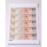 Banksy (b.: 1974), Di-faced tenner' - full sheet of tens printed on thicker paper.