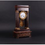 A wooden column clock with intarsia. France, circa 1870. Tested and in working order.