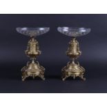 A set of two brass/glass coupes. circa 1900.