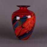 Ioan Nemtoi (b.:Trusesti, Dorohoi,Romania 1964),  A large colored glass vase. Signed.