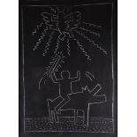 Keith Haring (Reading, 1958 - 1990 New York) (attributed to), Subway drawing, white chalk on paper.
