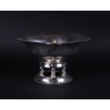 A silver plated, hammered fruit bowl on foot, marked Gero. 1st half 20th century.