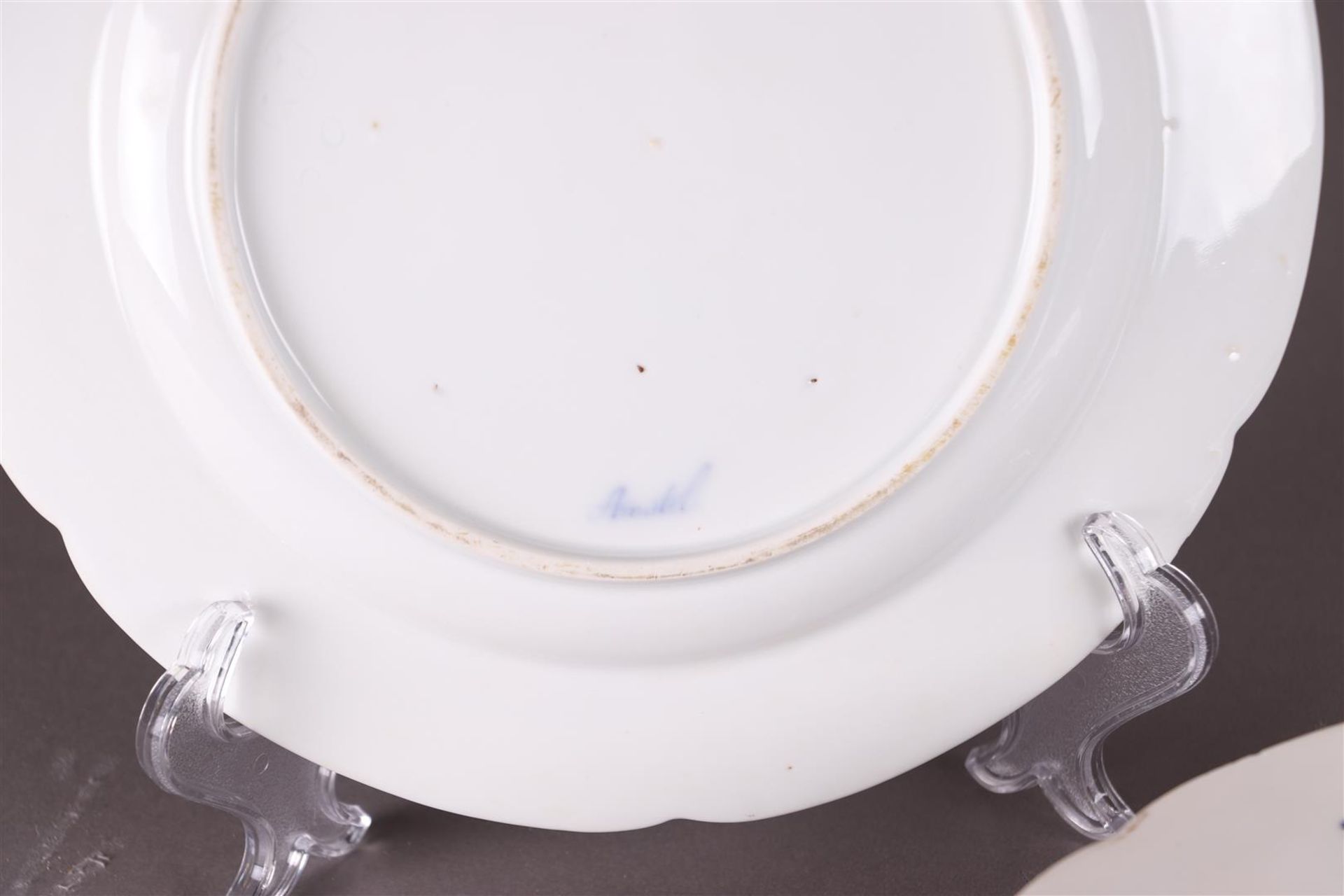 A lot consisting of (6) Amstel Porcelain plates. chips and edge damage.  - Image 2 of 2