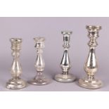 A lot of (4) glass silver-plated candlesticks. France, late 19th century.