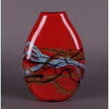 Ioan Nemtoi (b.:Trusesti, Dorohoi,Romania 1964), A colored glass flat vase. Signed.