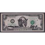 Dean Stockton D*FACE (B.: London 1978), Two Dollars Bill, signed (lower left),