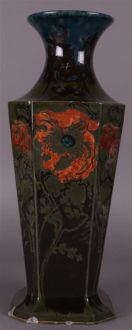 A Rozenburg vase, marked on the bottom. Various damages. - Image 2 of 6
