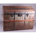 An antique travel chest with iron lock. Circa 1900.