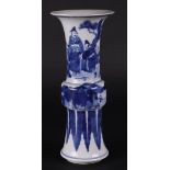A porcelain YenYen vase with figure decoration at the top