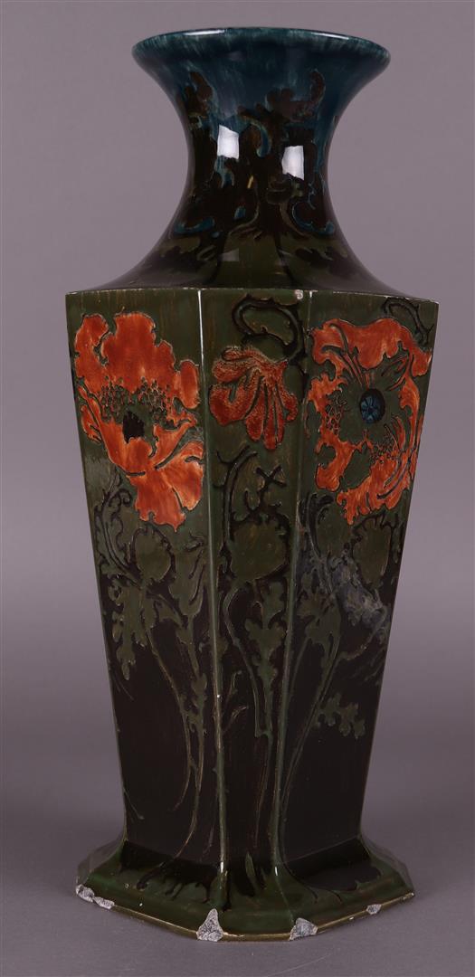 A Rozenburg vase, marked on the bottom. Various damages. - Image 3 of 6