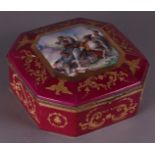 A Limoge lidded box depicting a battle, first half of the 19th century.