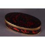 An oval tortoise shell pill box, Holland, 18th century.