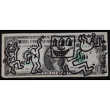 Keith Haring (Reading, - 1990 New York, ) (attributed to), Dollar Bill, signed in felt pen,