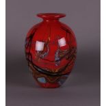 Ioan Nemtoi (b.:Trusesti, Dorohoi,Romania 1964), A colored glass vase. Signed.