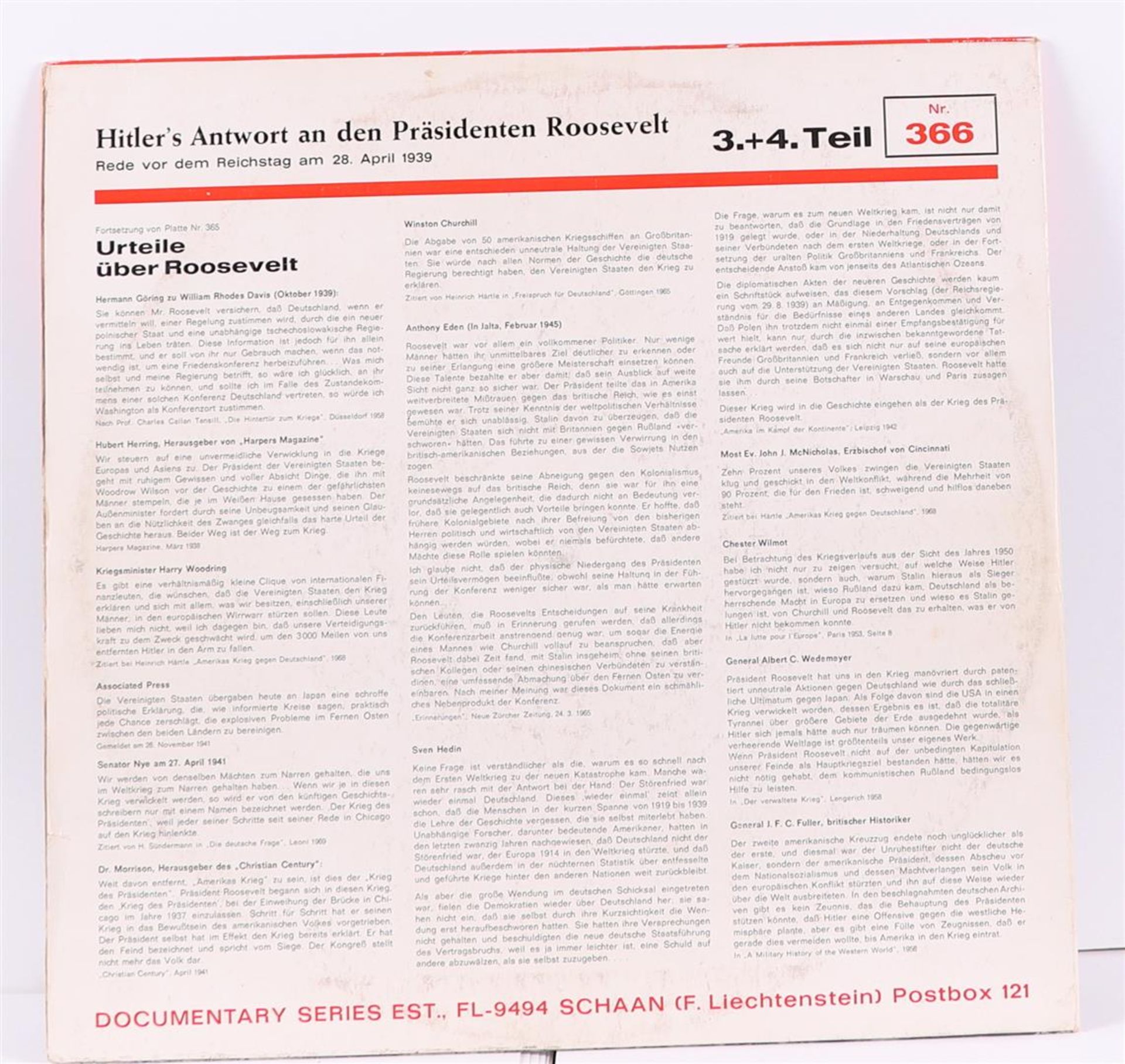 WWII study material: A lot consisting of 5 long-playing records from the Documentary Series  - Image 7 of 7