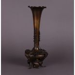 An Art Nouveau bronze Unica vase with floral motifs, signed "Th. Moreau", and annotated: "Cie. Les B