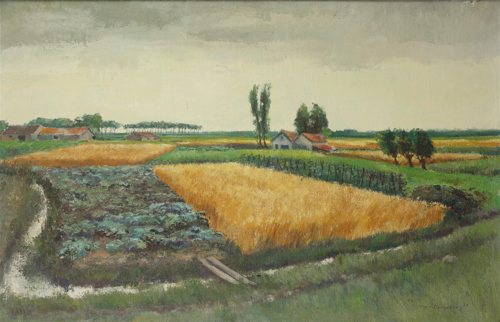 Toon Langeberg, XX, Landscape with cornfields. 