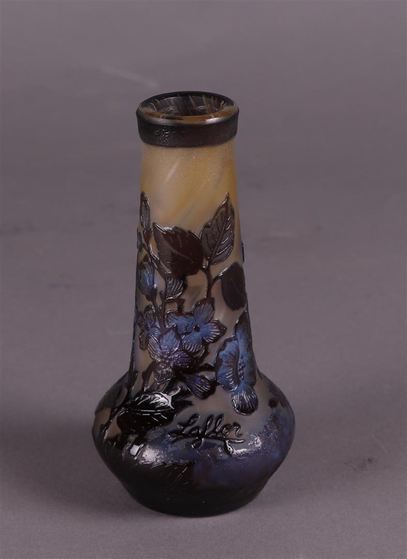 Vase in multilayer glass paste, signed Laflor. France, circa 1900.