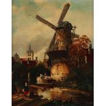 Dutch School, first half 20th century. View of the windmill "De Roos" (The Rose) in Delft