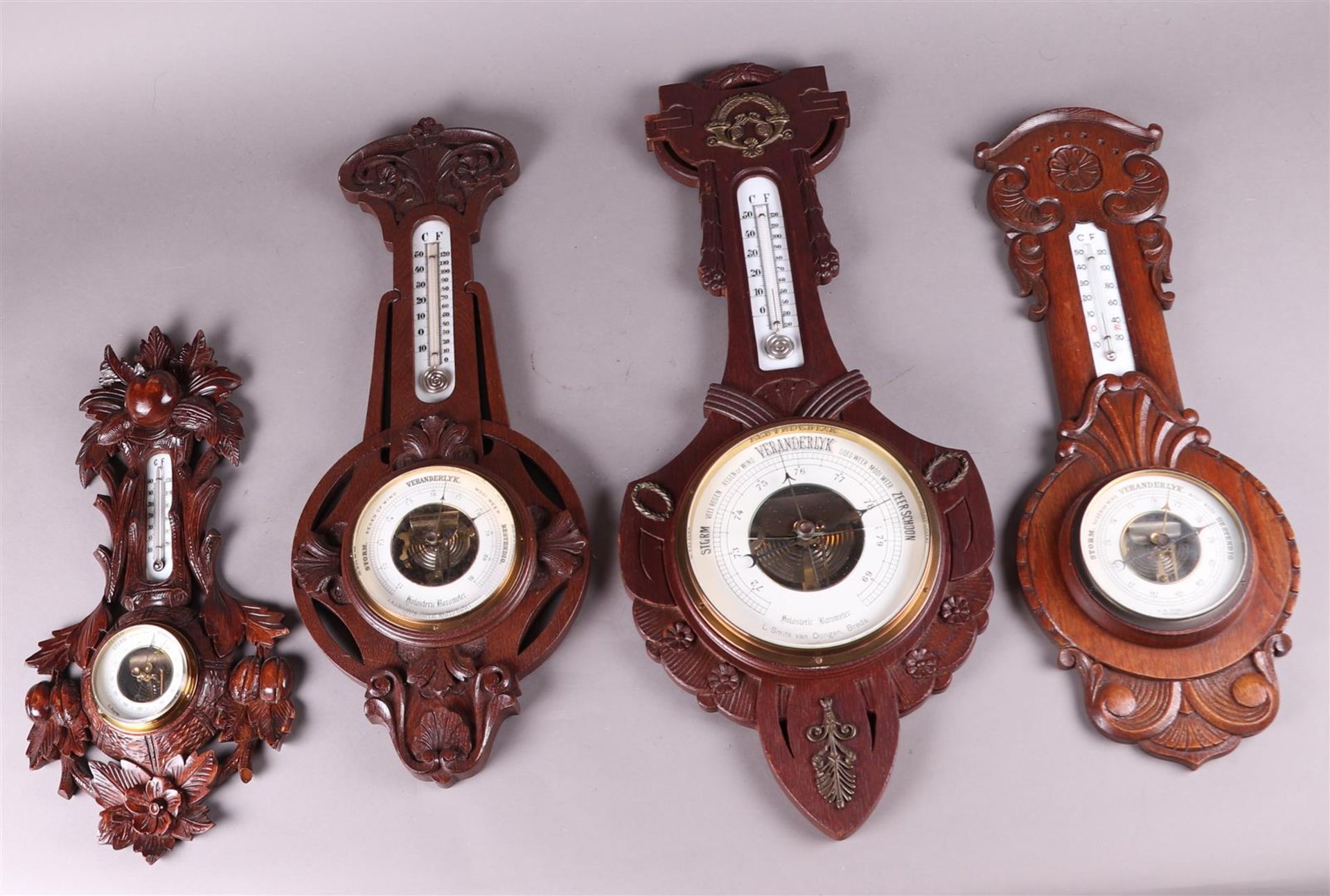 A lot of (5) various barometers. 19/20th century.