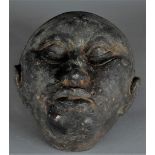 Life size Royal mask in bronze - IFE - Nigeria, Benin City region, Africa.