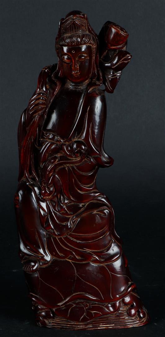 A Guan-Yin in horn, marked on the back. China, 20th century.