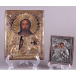 A lot consisting of (2) decorative icons, one of which; Christ Pantocrator