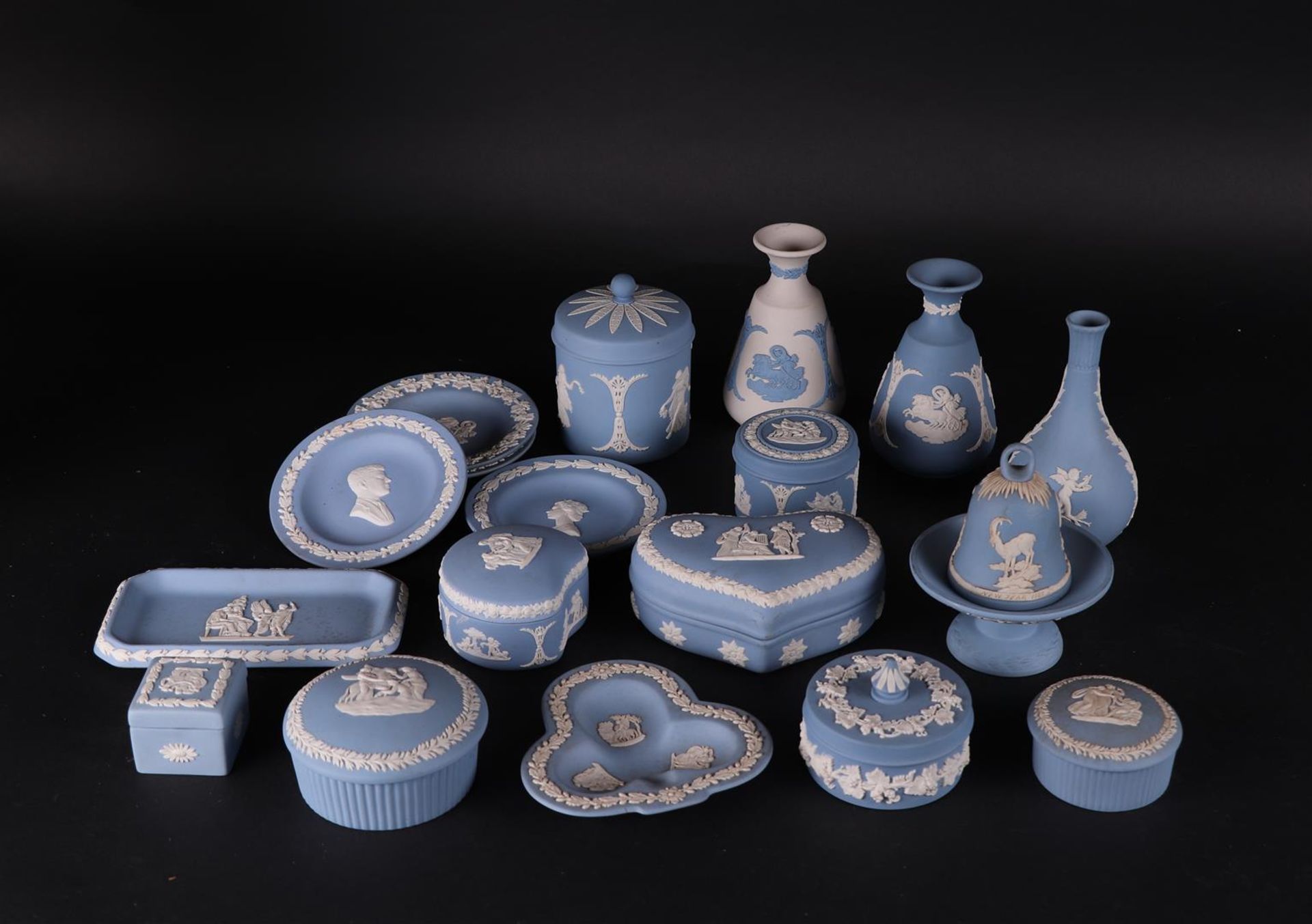 A large lot of various Jasperware objects. Wedgwood, 20th century.