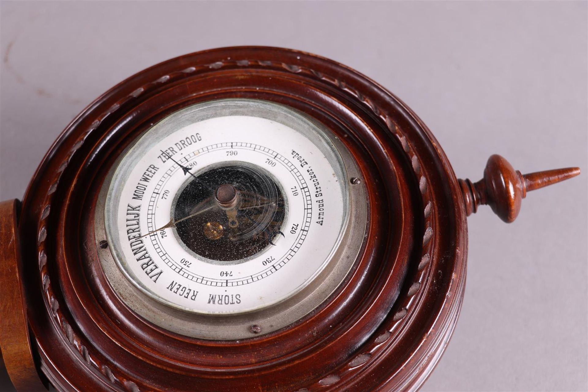 A 1930's barometer with temperature indication, address: Arnoud Strucker, Breda, ca. 1920/30. - Image 2 of 2