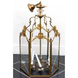 A large brass hall lantern, ca. 1900.