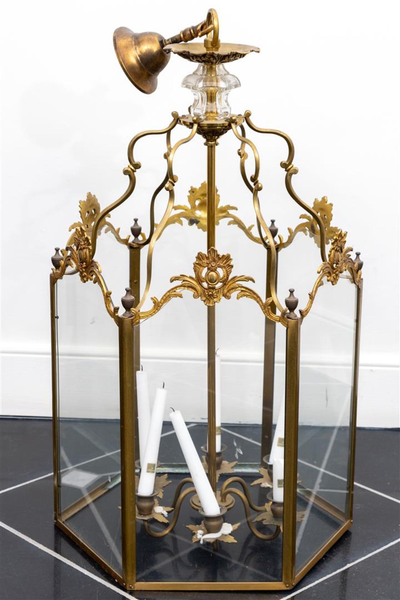 A large brass hall lantern, ca. 1900.