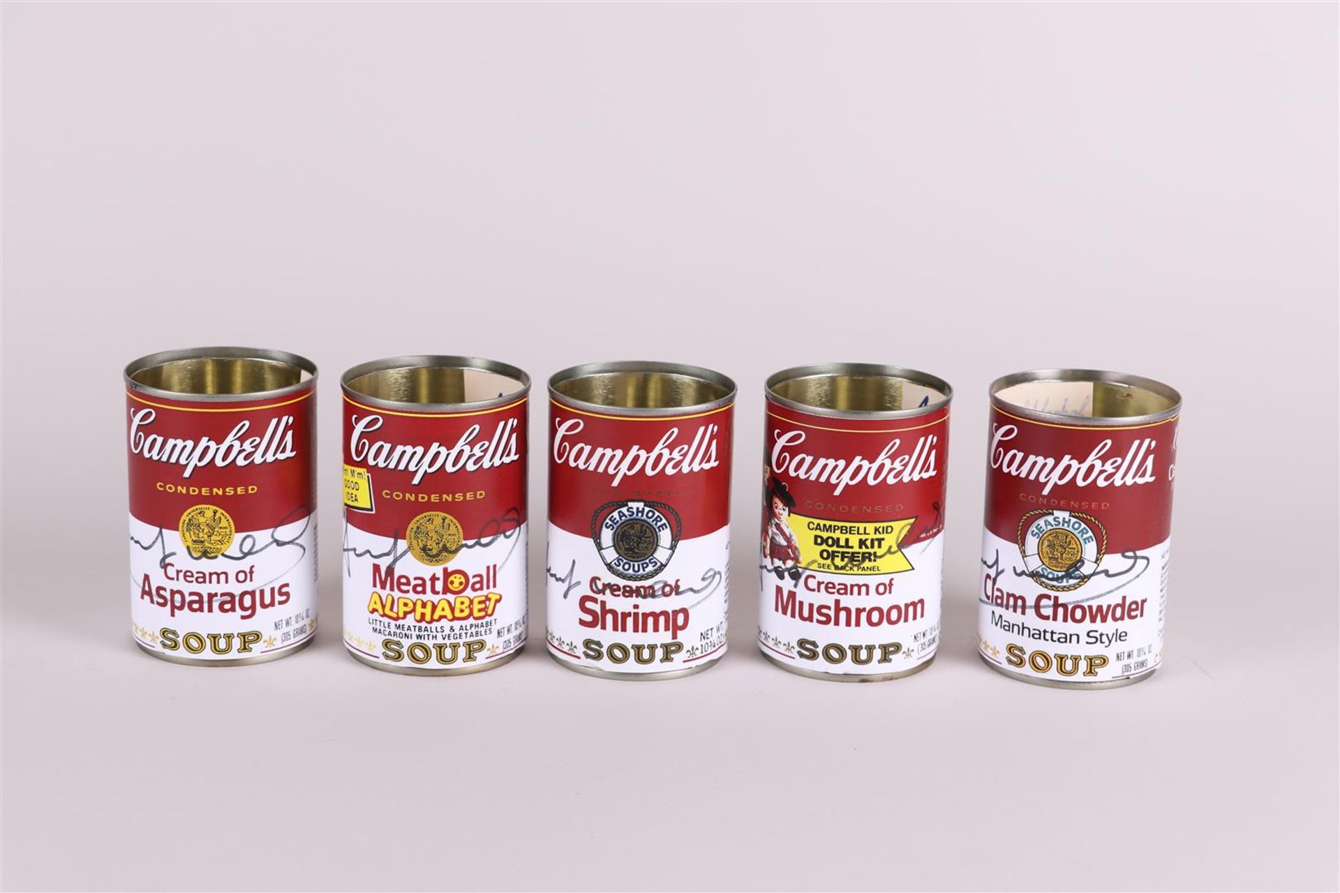 Andy Warhol (Pittsburgh, , 1928 - 1987 New York ), (after), (5x) Campbell's Tomato Soup cans