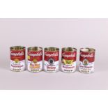 Andy Warhol (Pittsburgh, , 1928 - 1987 New York ), (after), (5x) Campbell's Tomato Soup cans