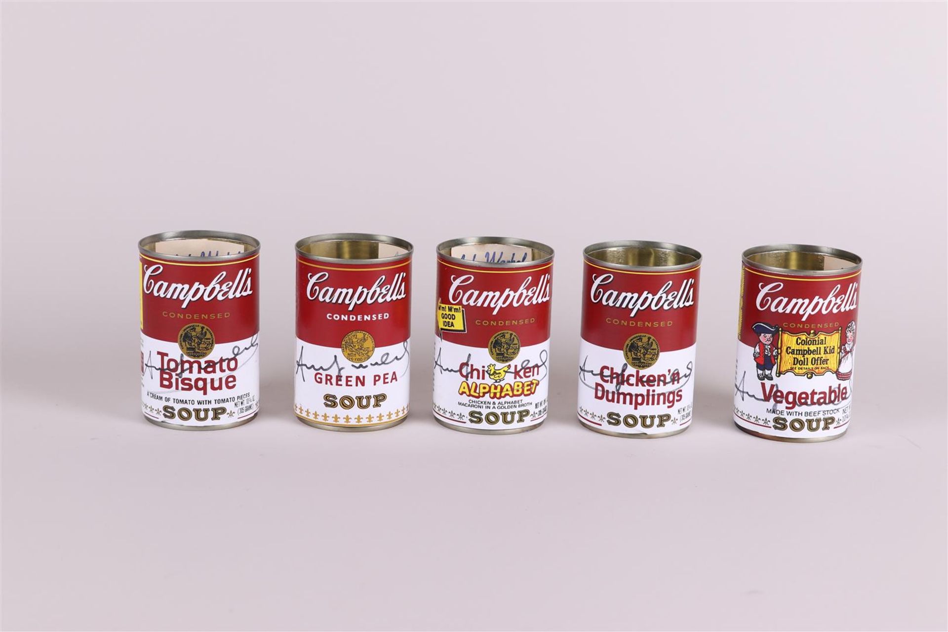 Andy Warhol (Pittsburgh, , 1928 - 1987 New York ), (after), (5x) Campbell's Tomato Soup cans